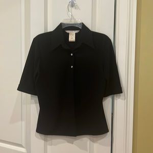 Short sleeve button up black vintage shirt by Max Studio